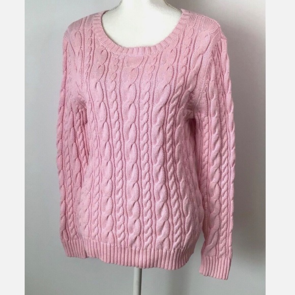 Lands End Cotton Cable Knit Sweater - Picture 4 of 7